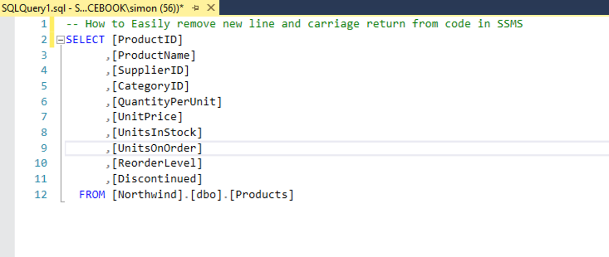 Sample SQL script